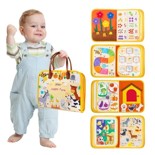 Jollybaby Montessori Activity Busy Book for Toddlers Preschool Educational Learning Busy Board for 3 Year Old Felt Quiet Book Birthday Gift Farm