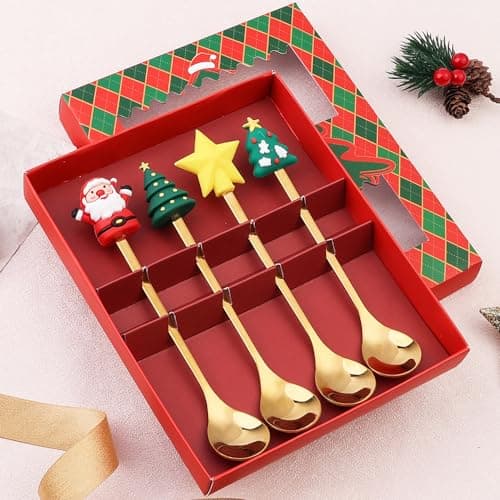 Premium Stainless Steel Coffee & Ice Tea Spoons, Cake & Ice Cream Spoon, Cocktail Stirrer Set of 4 (Gold Color)