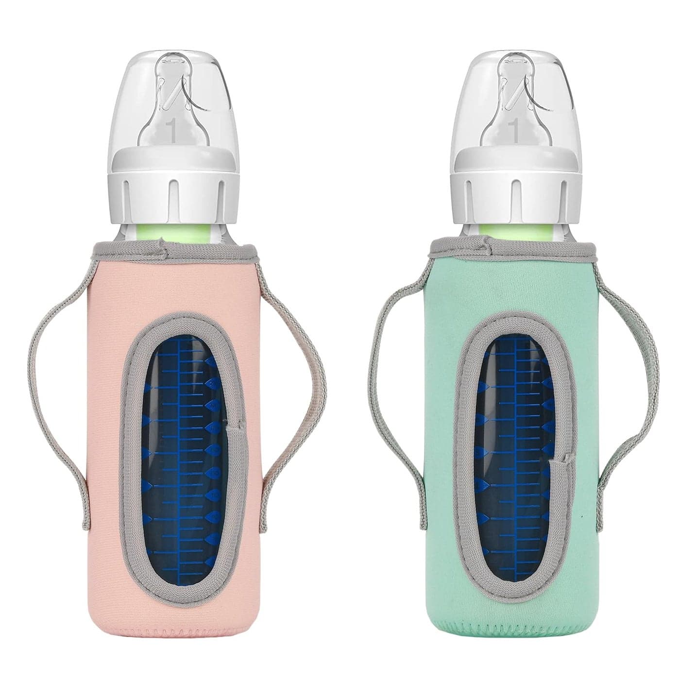 Beautyflier Glass Baby Bottle Sleeve Covers for Dr Browns Natural Narrow Baby Bottles 8 oz with Dual Handle 33mm Thicken Heat and Cold Retention Baby Bottle Sleeve Narrow 8oz