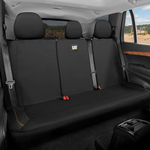 CAT PU Leather Rear Bench Seat Cover – Black, 60/40 Split Fit for Cars, Trucks, SUVs – Waterproof, Scratch-Resistant, Semi-Universal Fit Rear Seat Protector for Most Auto Interior – Easy Install