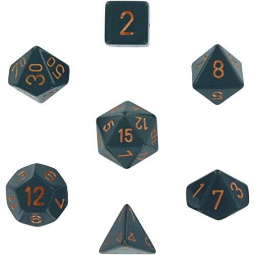 Chessex Polyhedral 7Die Opaque Dice Set Dark Gray Copper Numbers