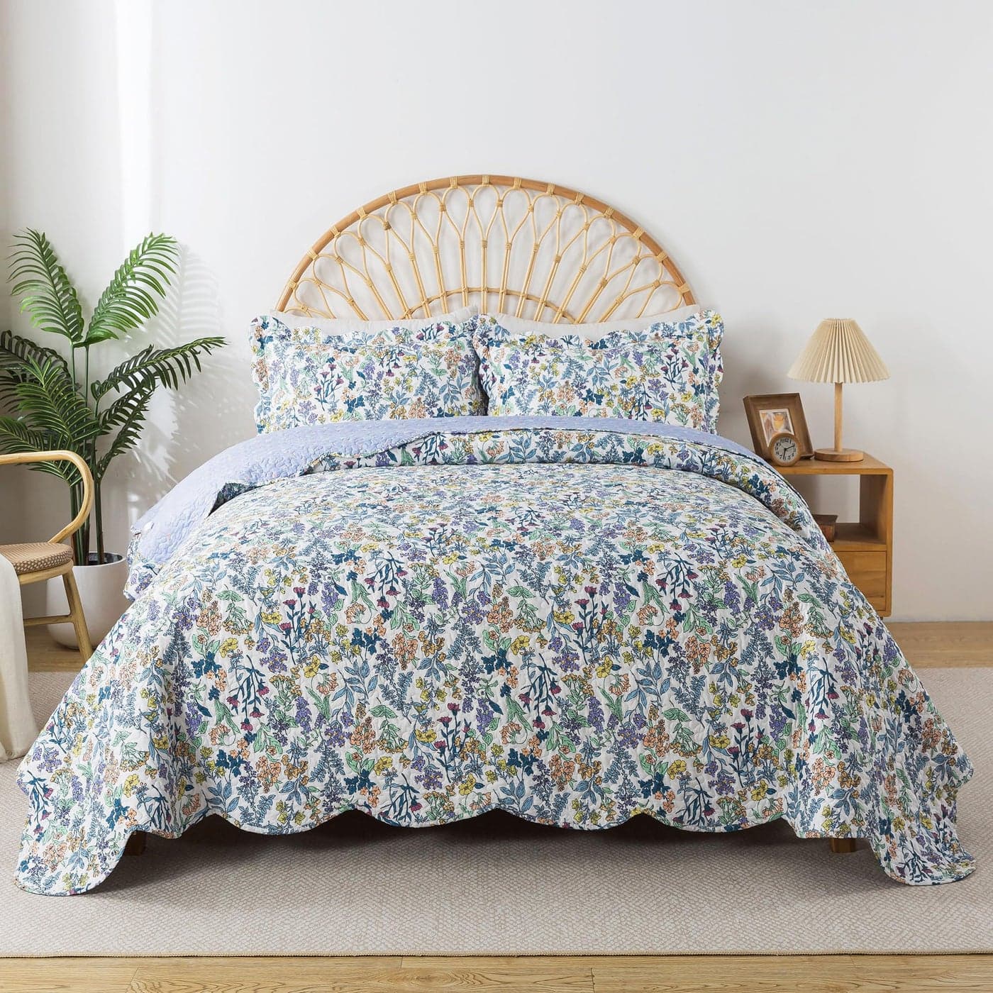HoneiLife Quilt Sets Queen Size Floral Quilt 3PieceBotanical Bedspreads Wildflower Coverlets for Queen BedMicrofiber Bed Cover Queen Quilt Bedding Set All Season QuiltsVariety