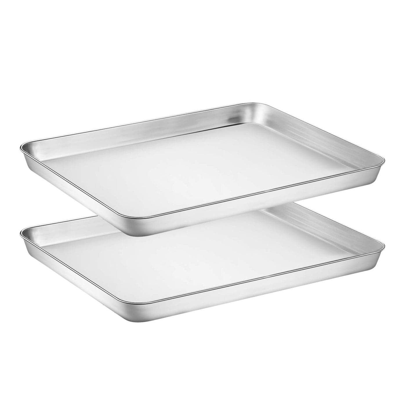 Wildone Baking Sheet Set of 2 Stainless Steel Cookie Sheet Baking Pan Size 12 x 10 x 1 inch Non Toxic Heavy Duty Mirror Finish Rust Free Easy Clean