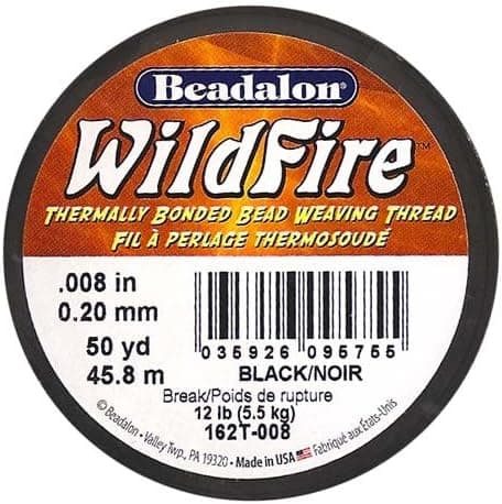 Wildfire Thermal Bonded Beading Thread 008 Inch Black 50 Yd