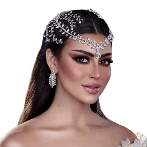 HONGMEI Wedding Headband for Women Rhinestone Bridal Headpieces with Pendant Bridal Forehead Chain Wedding Hair Accessories for Brides