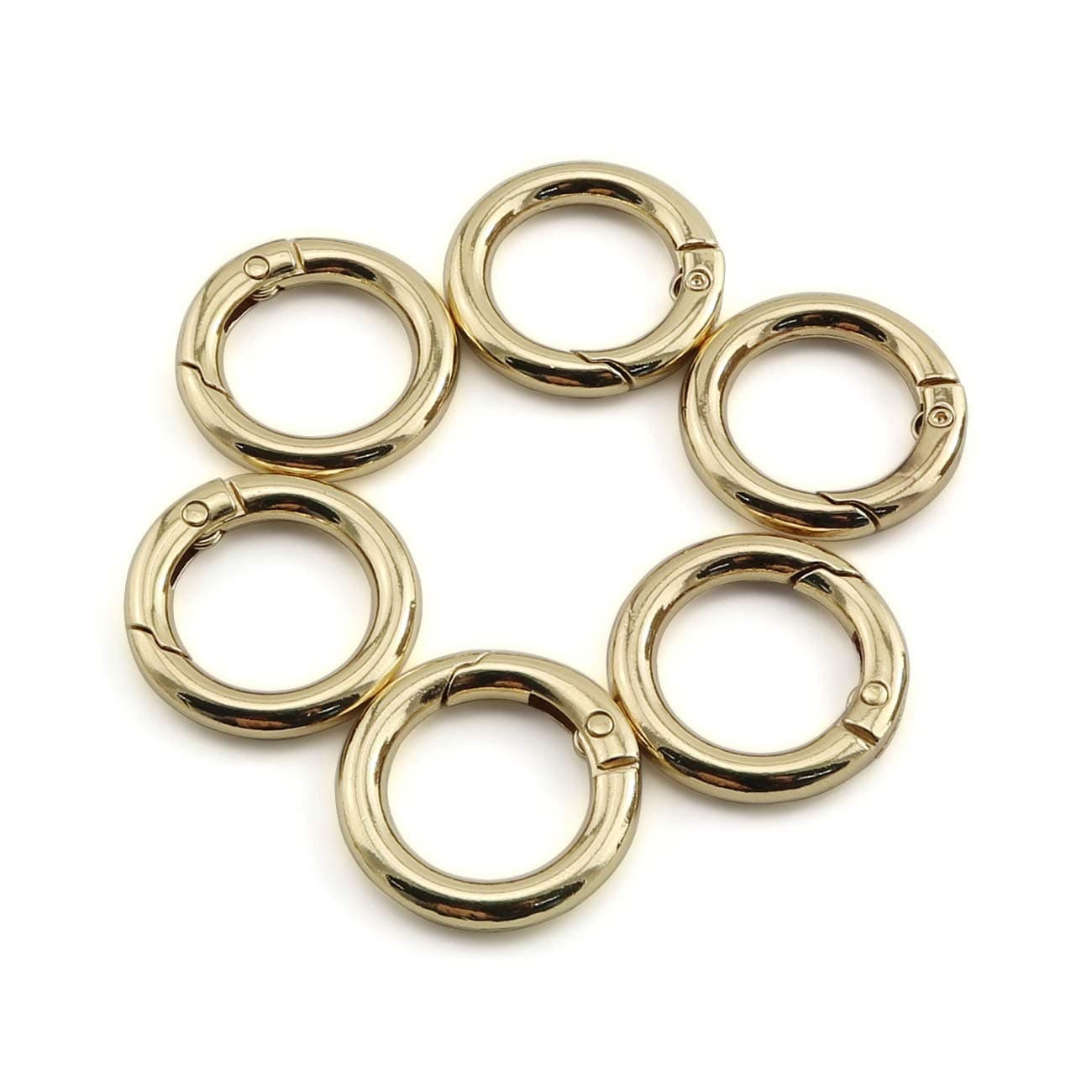 JCBIZ 6pcs 19x29mm Round Spring Snap Hooks Clip DIY Accessories for Handbag Purse Shoulder Strap Key Chains Buckle Zinc Alloy Circle Round Metal Spring Key RingGold