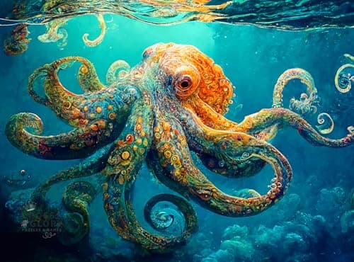 Cross Glory Puzzles Deep Blue Octopus Odyssey 500 Piece Puzzle for Adults Best New Marine Artwork Puzzle Unique Brain Teaser
