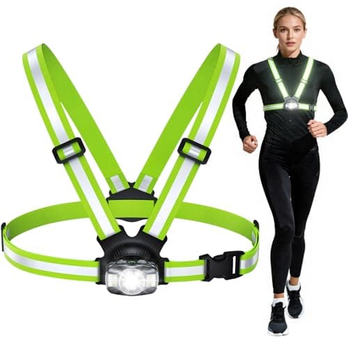 Dawinga Running Lights for Runners, 500 Lumens High-Visibility Running Light with 45° Adjustable Beam & IPX4 Waterproof, Rechargeable Reflective Vest Gear for Night Walking/Jogging, 4-20Hrs Runtime
