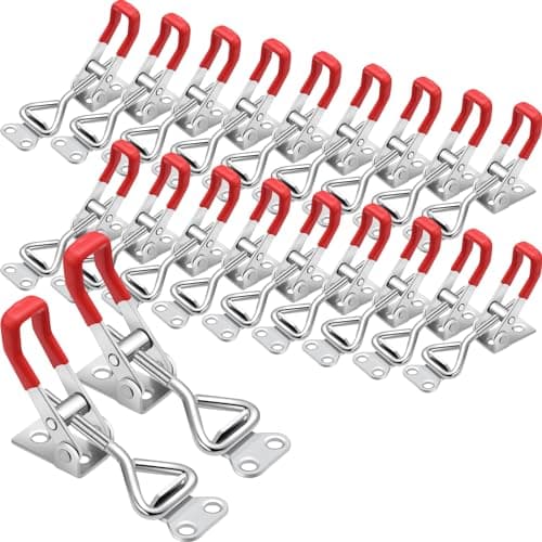 Hicarer 36 Pcs Toggle Latch Clamp Adjustable 330 Lbs Holding Capacity Pull Latch 4001 Heavy Duty Latch Lock Metal Door Latches Sturdy Latches Hardware for Smoker Lid Tool BoxRed No Lock Hole