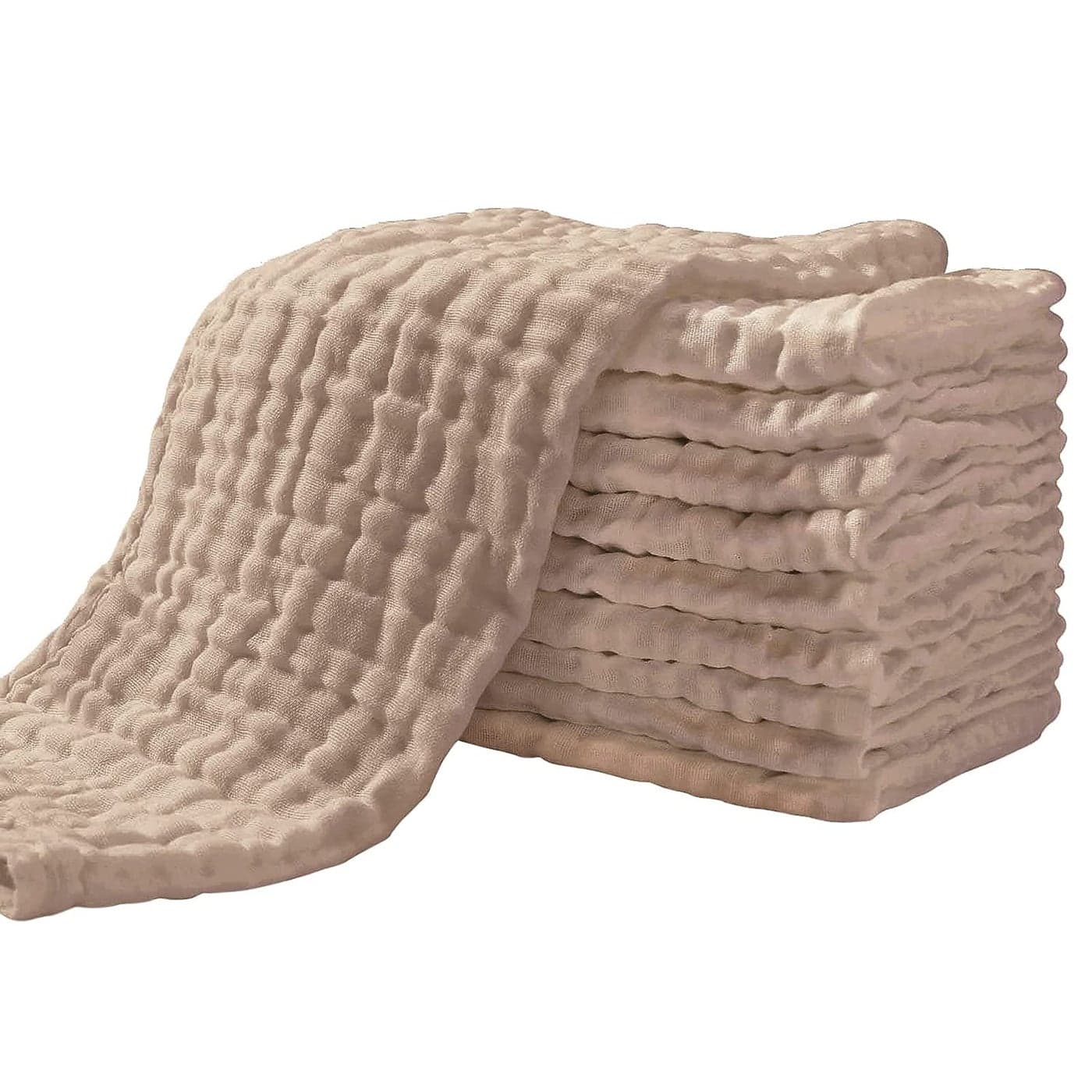 Yoofoss Muslin Burp Cloths for Baby 10 Pack 100 Organic Cotton Baby Washcloths for Boys Girls Large 20X10 Super Soft and Absorbent Brown
