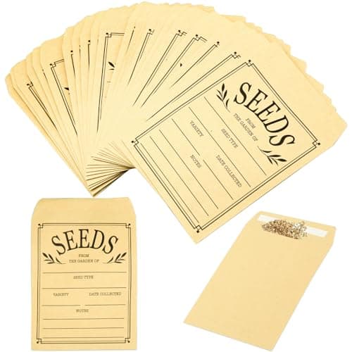100Pcs Seed Envelopes, Seed Envelope Resealable Brown Paper Self Adhesive Sealing Seeds Saving Envelopes for Storage Vegetable Flower Seeds, 3.1x4.7 Inch