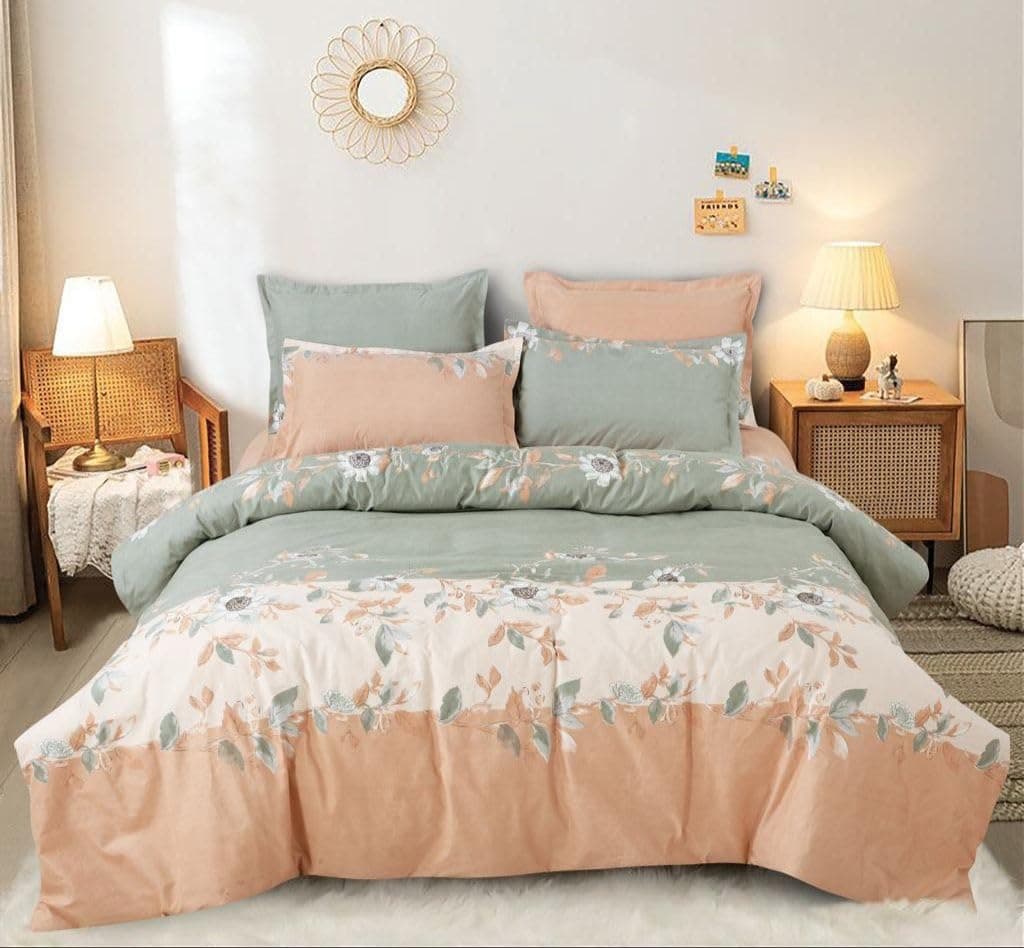 Castiqa Premium Cotton King Size Quilt Cover/Duvet Cover/Rajai Cover/Blanket Cover With Zipper Closure (King 90X100, Aquafloral, 200 Tc)