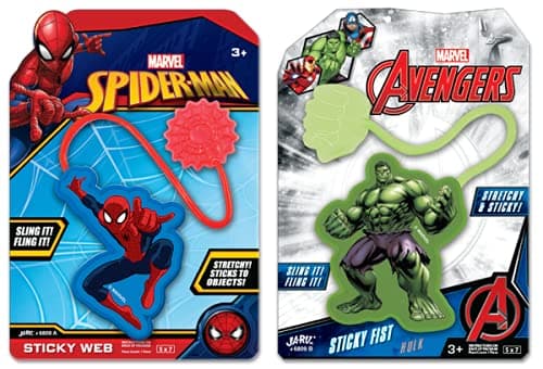 JA-RU Marvel Spiderman & Hulk Sticky Hands Stretchy Snap Toys (2 Packs Assorted) Superheroes Stretchy Hands Birthday Toy Supplies for Kids, Pinata Filler, Bulk Toys.AB-6809-2