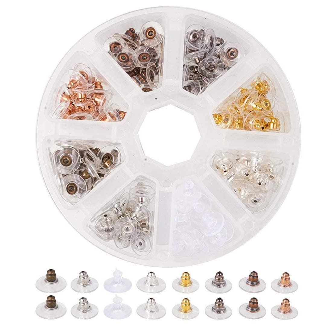 DIY Crafts Pack of 192 Pcs, Design No # 1, Brass Bullet Clutch Safety Earring Backs Rubber Earnu (Pack of 192 Pcs, Design No # 1)