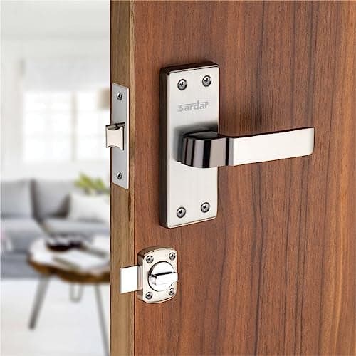 SARDAR NOVO 5" Iron Baby Latch| Bathroom Door Handle| Mortise Door Handle with Baby Latch| Keyless Handle Bathroom| Push to Close Latch (with Rotary Latch)