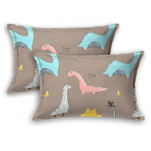 Filymore Kids Danasouar Printed Pillow Covers for Kids Room | Made with Pure Microfiber Soft & Skin Friendly Pillow Cases | Size (17 x 27 inch, Brown) Set of 2 Covers.