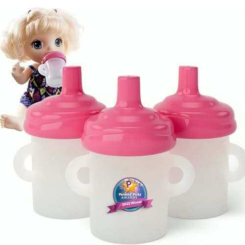 Doll Buddies Sippy Cup for Baby Alive Dolls Sippy Dolls Accessories Compatible with Baby Alive Dolls that Drink and Wet Doll Sippy Cup can be Filled with Water 3 Pack