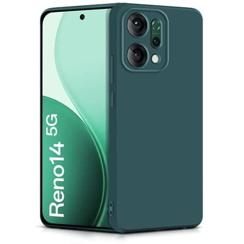 WOW IMAGINE Back Cover for Oppo Reno 14 5G | Ultra Slim Soft Rubberised Case | Inner Velvet Fabric Lining | Flexible Mobile Case | Camera Protection - Green