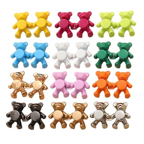 12 Set Bear Pant Waist Tightener Adjustable Waist Buckle Set Button Pins for Loose Jeans to Make Tighter Button Adjuster for Pants Jeans Skirts Sleeves