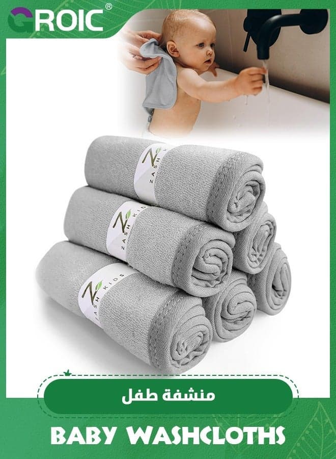 6PCS Baby Washcloths,Super Soft and Highly Absorbent Face Towel,Reusable Double Layered Wipes for Newborns, Infants Toddlers(25*25cm)