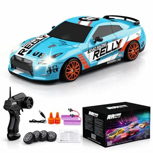 Desdoni RC Drift Car Remote Control Car 24GHz 124 Scale 4WD 15KMH High Speed Model Vehicle LED Lights Drifting Tire Racing Sport Toy for Adult Boys Girls Kids Gift 2Pcs Rechargeable Batterie