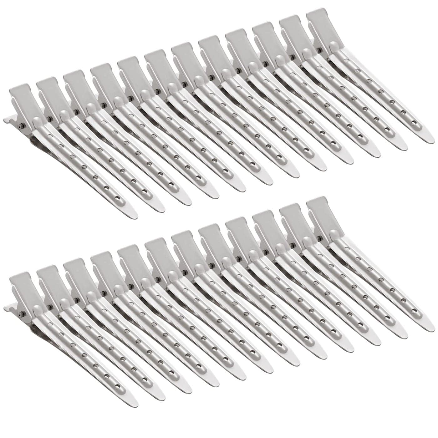 24 Packs Duck Bill Clips Bantoye 275 Inches Rustproof Metal Alligator Curl Clips with Holes for Hair Styling Hair Coloring Silver