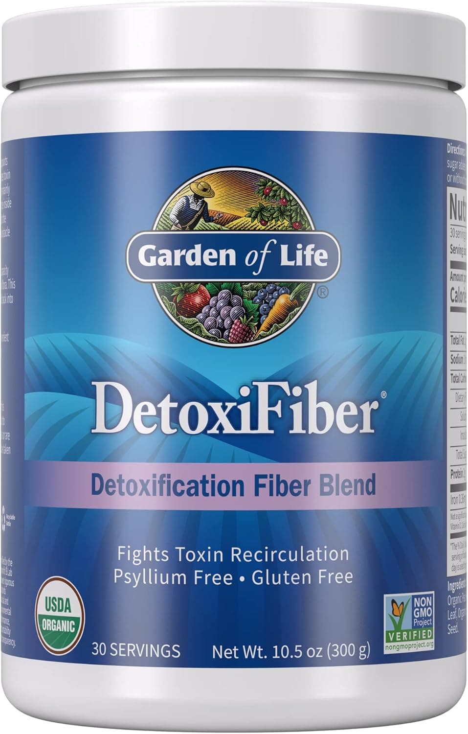 Garden of Life Organic Unflavored Fiber Powder Detox Blend with Chia Alfalfa Barley for Herbal Cleanse Gut Health Support Detoxifiber NonGMO GlutenFree Psyllium Free Vegan 30 Servings