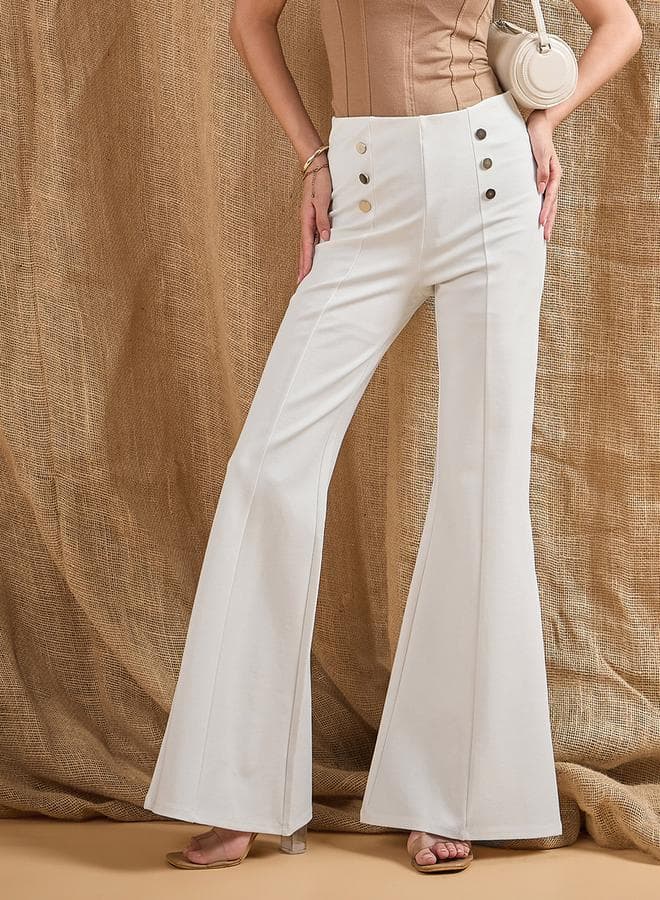 Front Button Flared Bell Bottom Pants