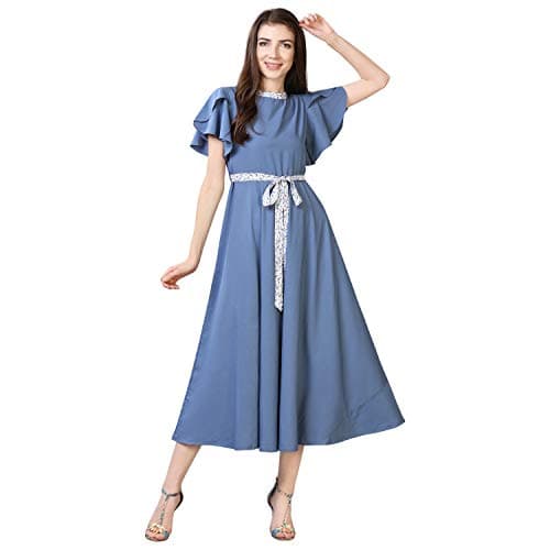 OOMPH! Women's Western & Fusion wear Midi Dresses for Women, Beach, Blue - md67