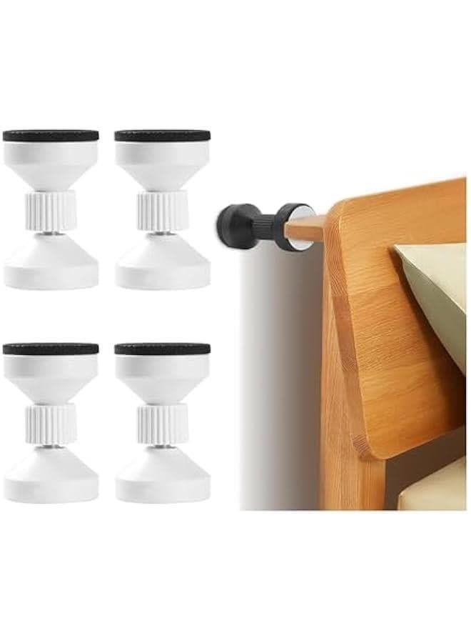 Headboard Stoppers for Wall, Adjustable Threaded Bed Frame Anti-Shake Tool, Bedside Anti Shake Tool for Beds Sofas Cabinets, Easy to Install, 4PCs, White,M