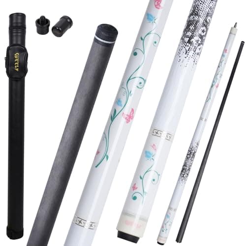 CUEELF Carbon Fiber Pool Cue Stick Professional Leather Grip Pool Stick Butterfly Pink Carbon Technology Low Deflection Pool Stick Gifts for Women and Ladies