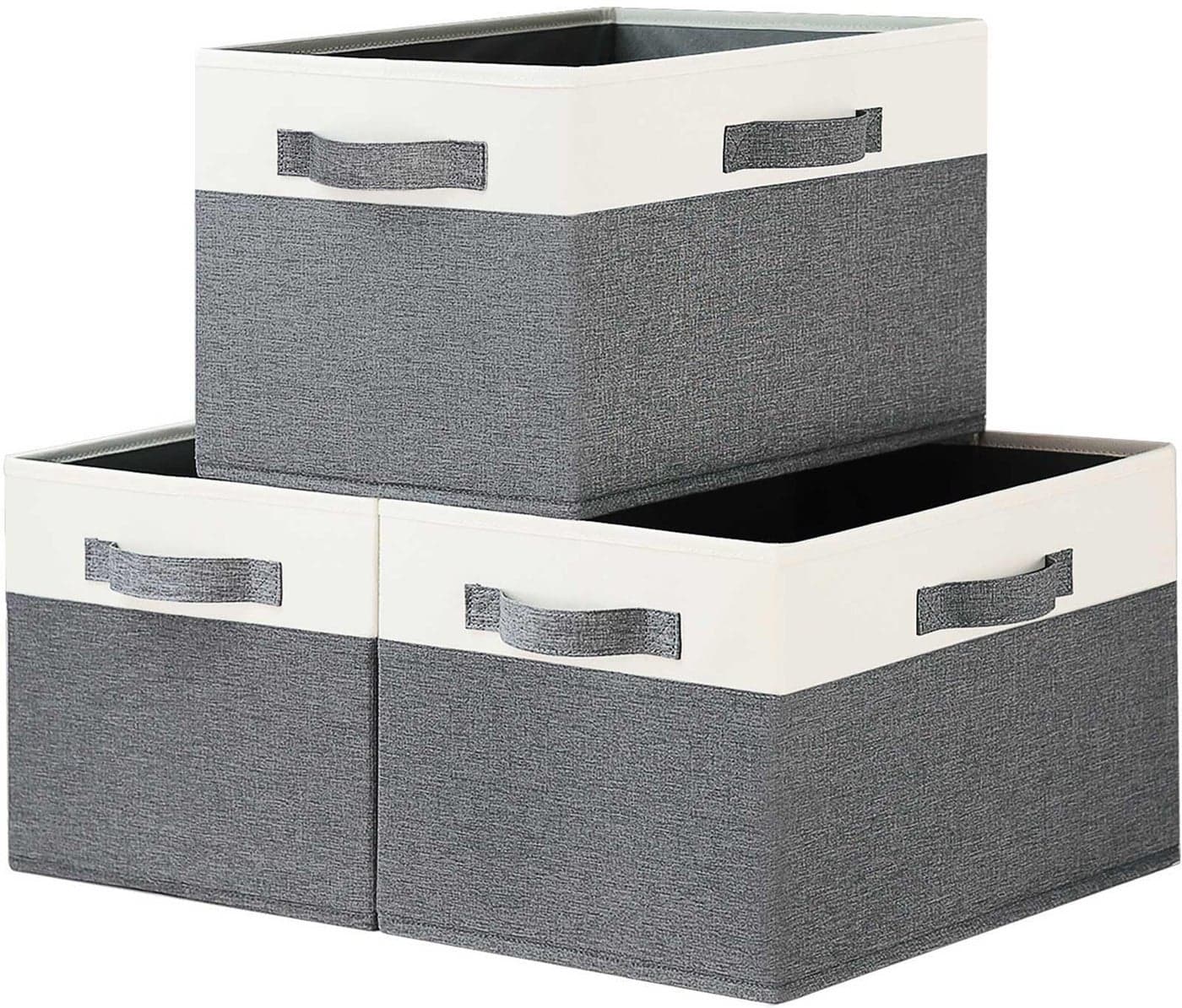 GhvyenntteS Large Fabric Storage Bins with 3 Handles 15x11x96 Inch Storage Baskets for Shelves Foldable Closet Storage Bins for Shelves Closet Organizers and Storage Boxes 3 Pack
