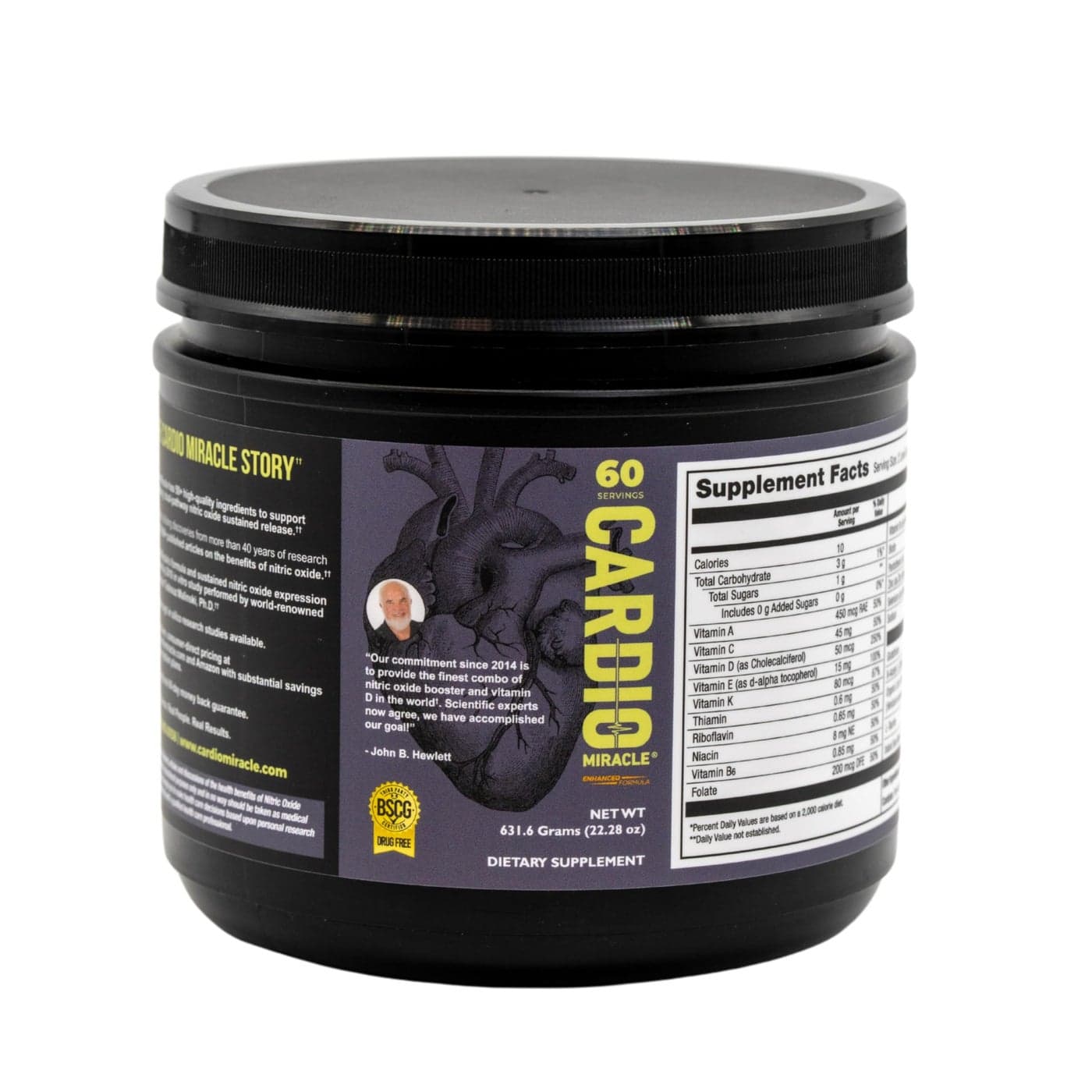 Cardio Miracle The Complete Nitric Oxide Solution Nutritional Heart Healthy LArginine and Organic Beetroot Drink Mix 60 Serving Canister