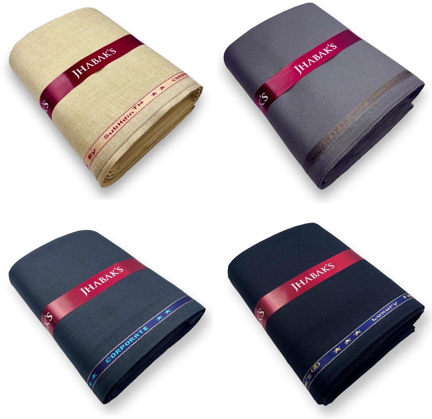 JHABAK'S Unstitched Viscose Rayon Self Design Trouser Fabric - 1.30 meters (Pack of 4) I