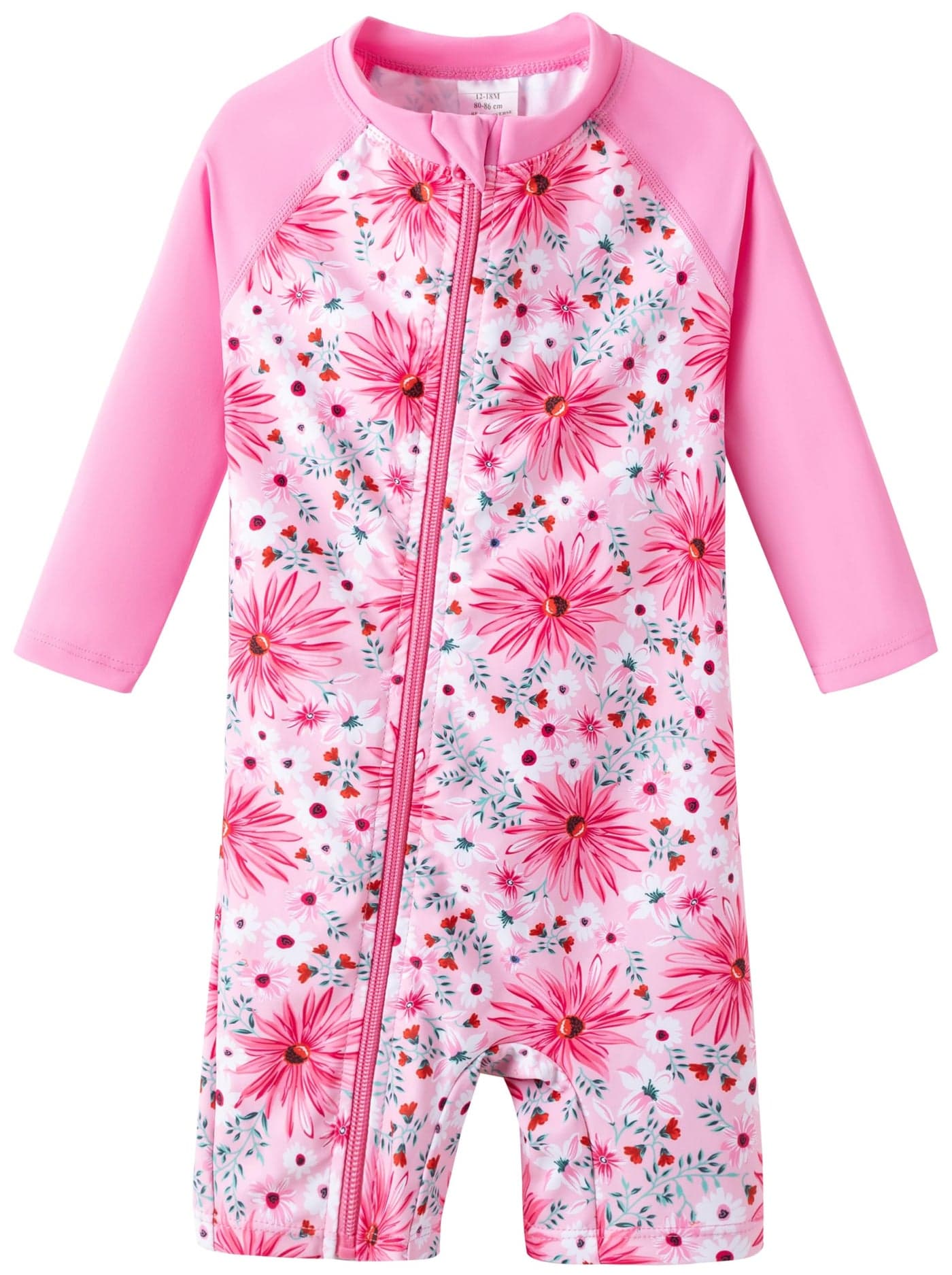 UMELOK Toddler Girl Swimsuit Baby Rash Guard Swimwear Rashguard UPF 50+ Sun Protection Bathing Suit Sunsuit Red/Daisy-18-24M