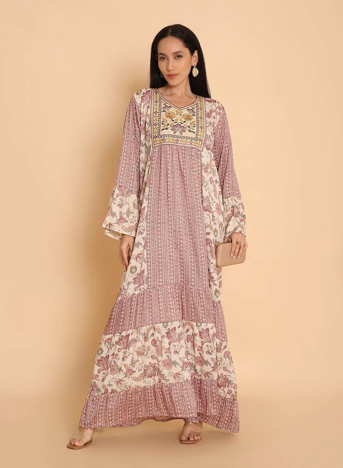 Arabic womens jalabiya kaftan dress with unique embroidery stone work — 2XL