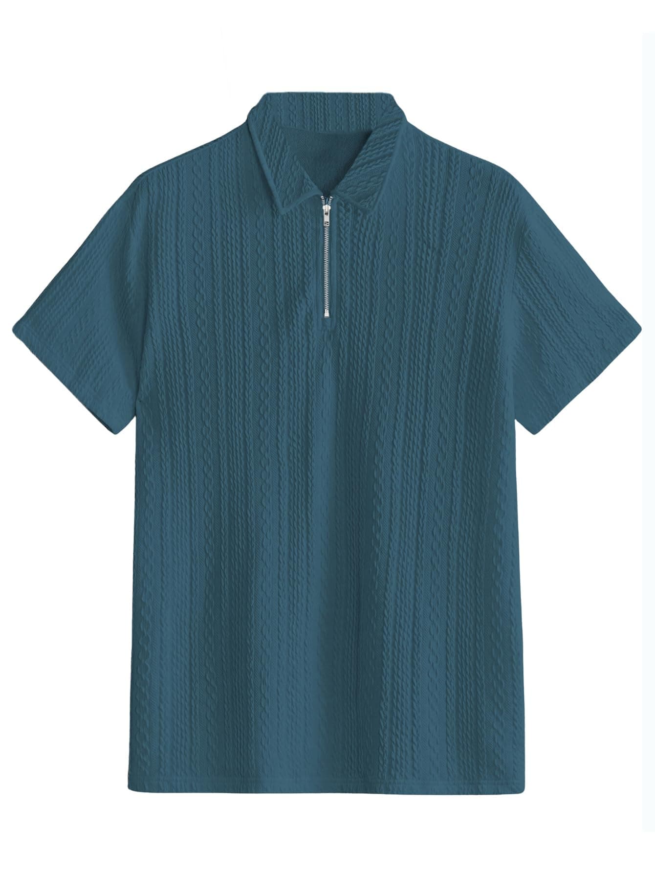 TAGDO Men's Chain Jacquard Polo T Shirt | Half Sleeve | Comfortable Fit Wear | Stylish Casual Look | Breathable Feel |Modern Style | Easy Movement | Everyday Wear (2020-Aqua-4XL)