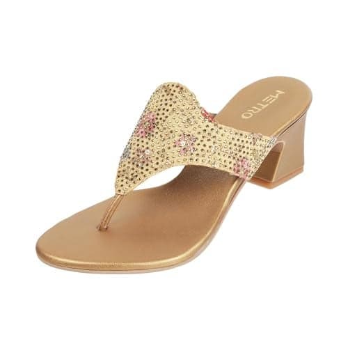 Metro Women Antic Gold Block Heel Fashion Sandal UK/4 EU/37 (35-938)