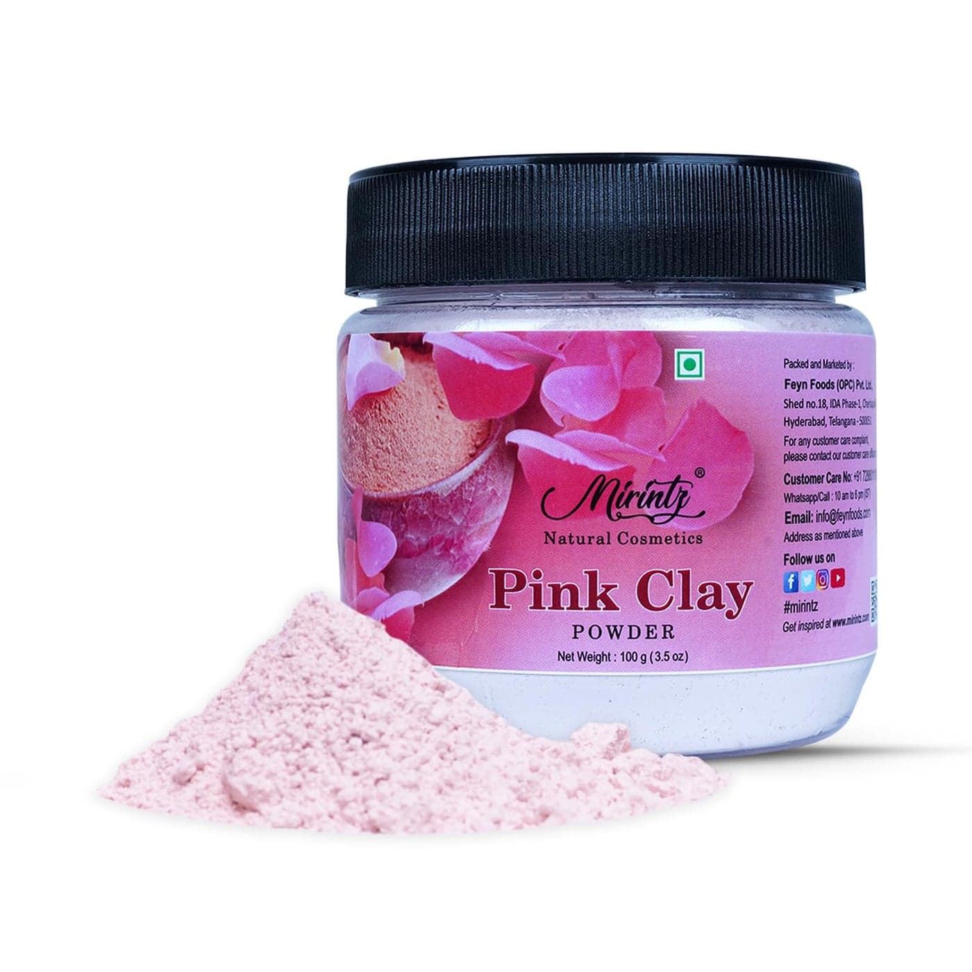 100% Pink Clay Powder | (100 gms) Pink Clay Mask for Face | Hydrating & Exfoliating Face Mask | Perfect for Natural DIY Skin Cleansers, Masks & Scrubs | Pink Clay Face Masks Skincare