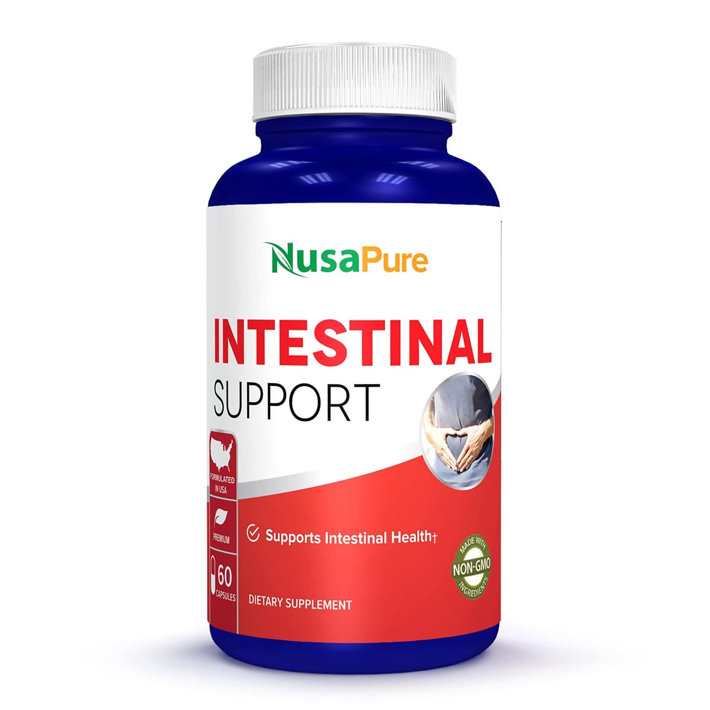 NusaPure Intestinal Support for Humans NonGMO Wormwood Garlic Black Walnut Hull 60 Capsules