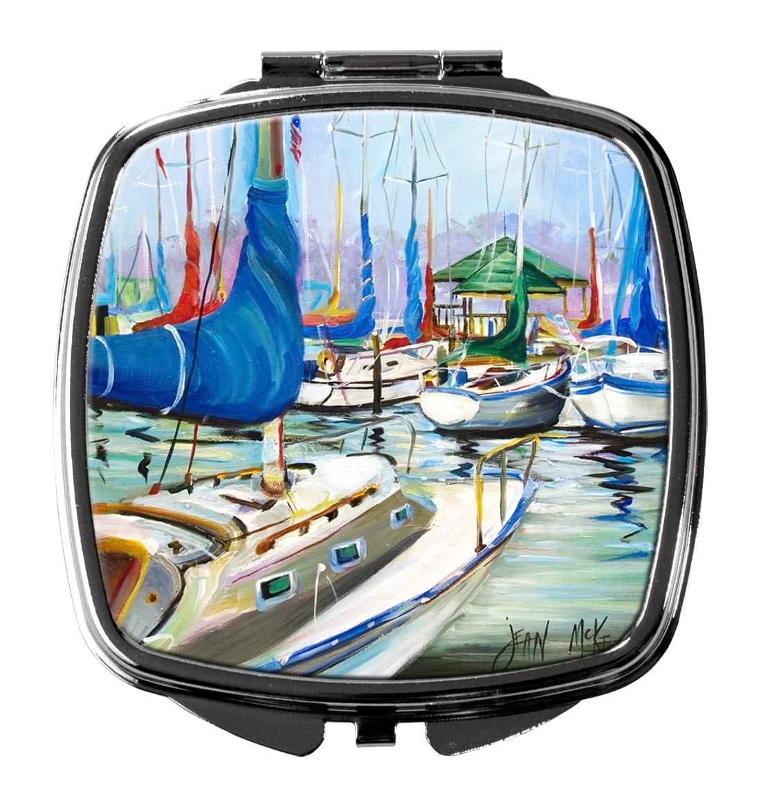 Caroline's Treasures JMK1241SCM Day break Sailboats Compact Mirror Decorative Travel Makeup Mirror for Women Girls Gifts Pocket Makeup Mirror Folding Handheld