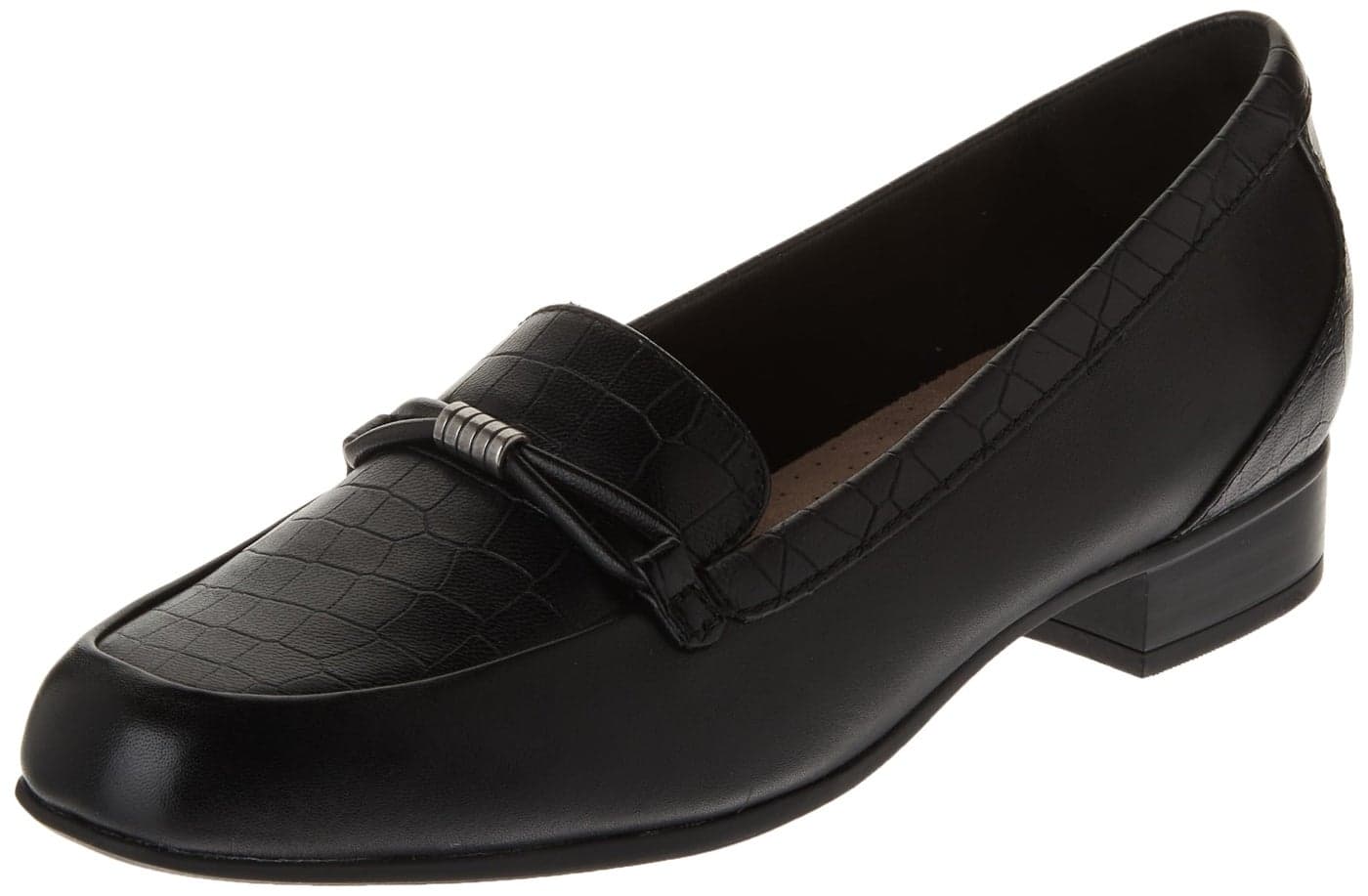 Clarks Black's Juliet Shine Loafer, Black Croc Print Leather, 7.5 Medium US
