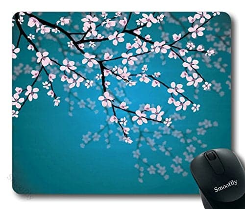 Smooffly Sakura Mouse Pad,Leaves and Plants Ombre Spring Japanese Sakura Flowers in Garden Park Gaming Mouse Pad
