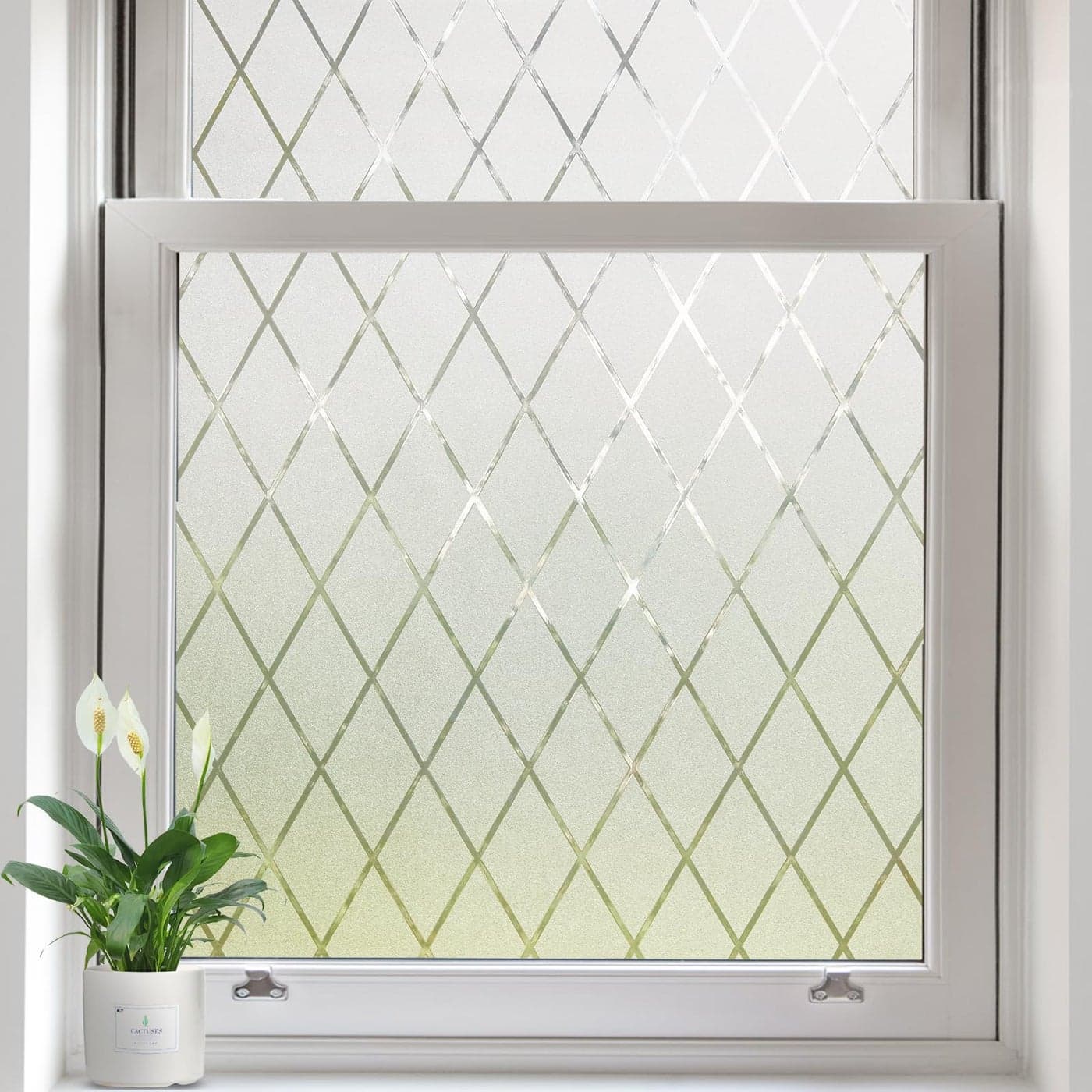 bofeifs Window Privacy Film Frosted Glass Static Cling Lattice Decorative for Bathroom UV Blocking Window Frosting Film for Home Front Door 175 x 787 in