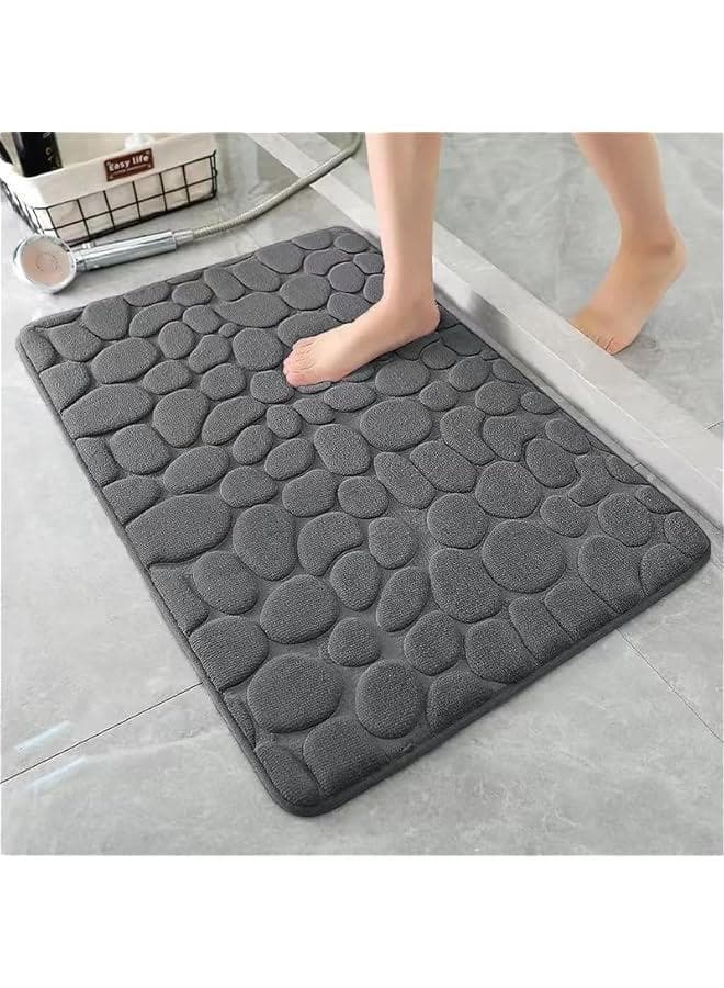 Memory Foam Bath Mat, Cobblestone Bathroom Rugs, Soft Comfortable, Water Absorption, Machine Washable Bath Rugs (60 x 90 cm)
