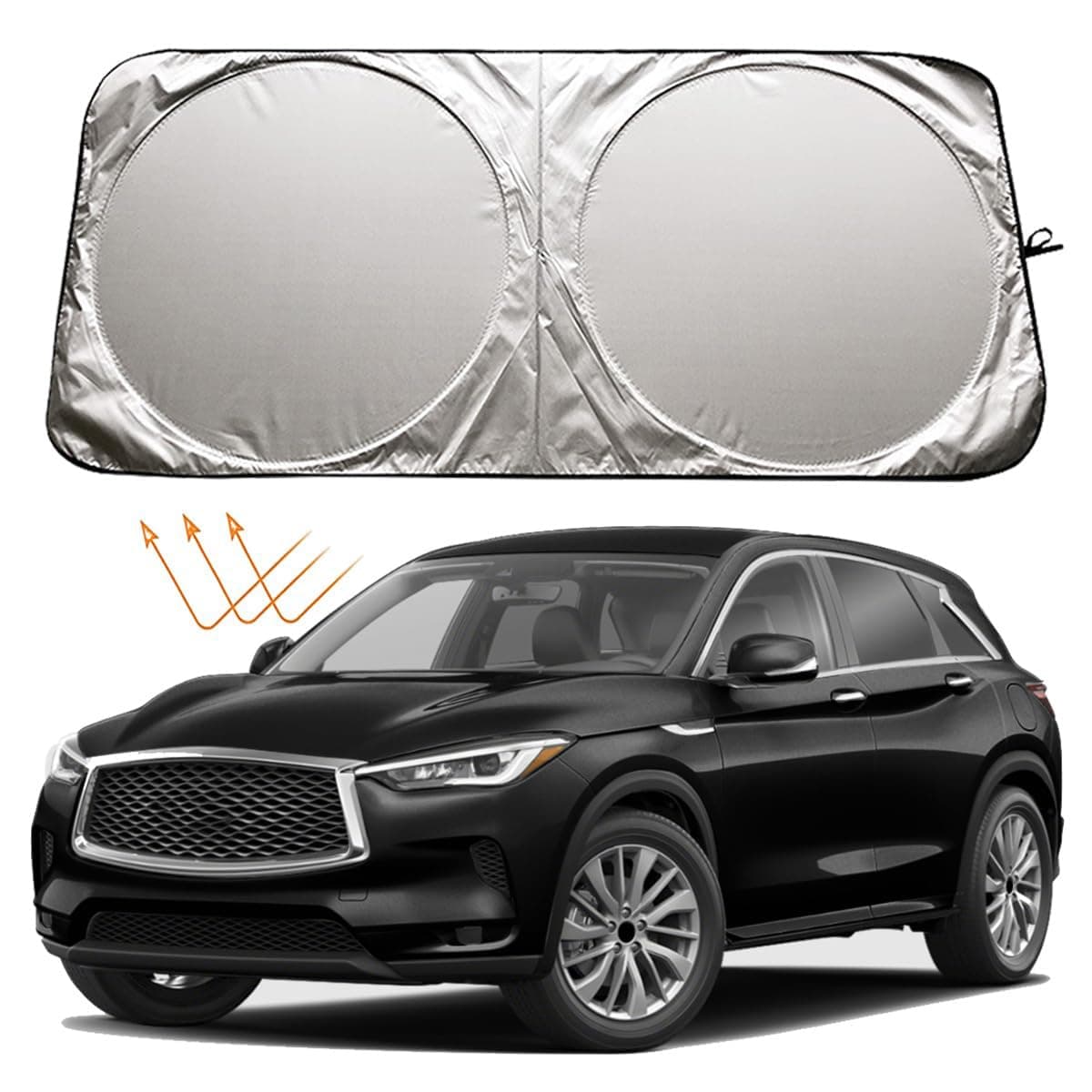 XHRING Windshield Sun Shade for Infiniti QX50 Q50 Q60 Q70 QX55 QX56 QX70 QX30 QX4 Q90L Q Series Accessories Car Front Window Sunshade Sun Visor Shield for EX FX G M Series Sun Protection
