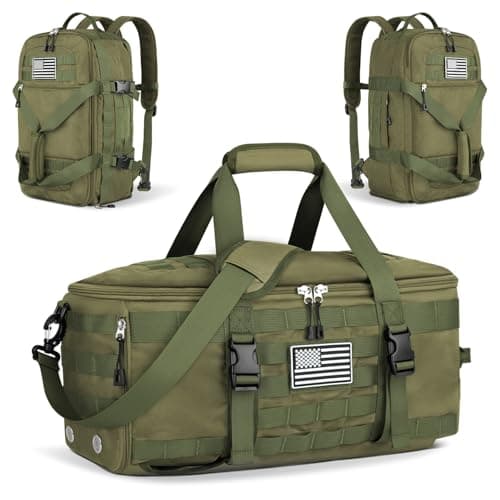 ETRONIK Gym Bags for Men Women Military Duffle Bag Backpack with Shoe Compartment 3 in 1 Carry on Bag Travel Backpack with Wet Pocket Weekender Overnight Range Bag for Workout Football Gym Green