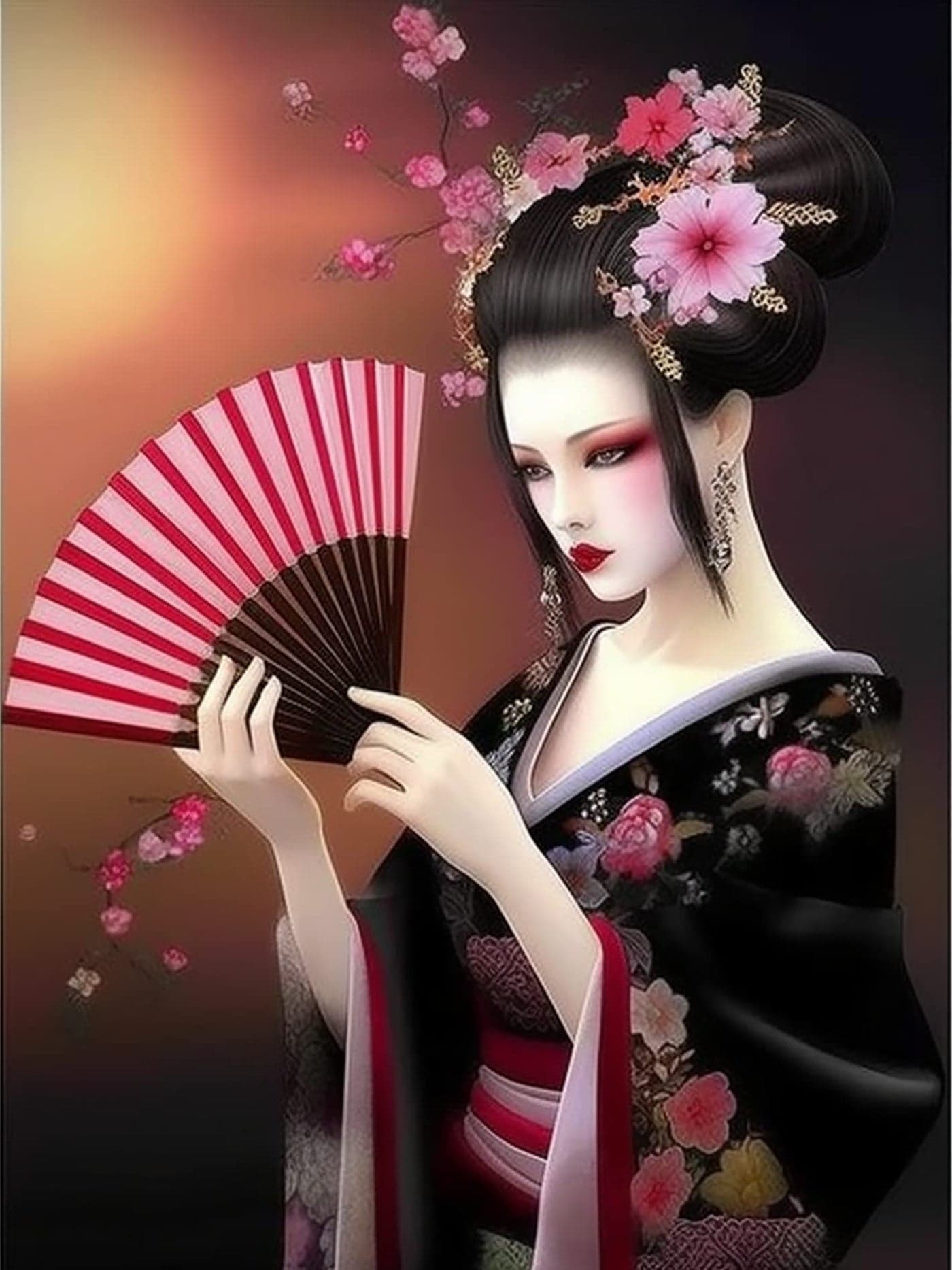 Diymood DIY 5D Diamond Painting Kits for Adults Japanese Geisha - Diamond Art Kits for Adults Woman | Full Drill Round | Mosaic Picture | Beginner | Home Wall Decor | 12x16inch