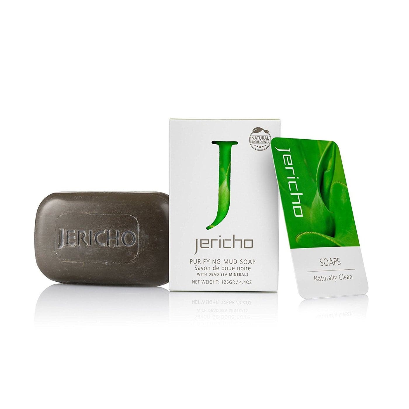 Jericho Cosmetics All Natural Dead Sea Mud Soap Bar, Moisturizing Facial Treatment Soap with Dead Sea Minerals and Dead Sea Salts, For all skin disorders, Vegan & Triple Milled - 4.4 oz single bar