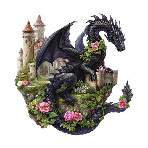 Wooden Puzzles for Adults Dragon on Castle Wooden Jigsaw Puzzle Unique Animal Shaped Wood Puzzles Adult Christmas Birthday Gifts for FriendsFamily Home Decor 82 84in 100pcs